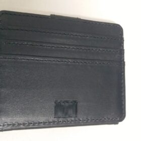 Small Black Genuine Soft Leather Card Holder Wallet Slimline Cards & Cash Pocket