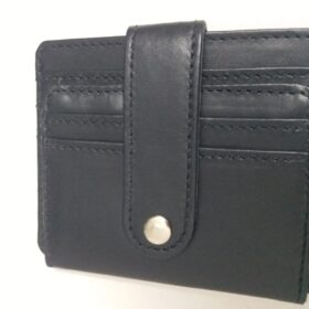 Small Black Genuine Soft Leather Card Holder Wallet Slimline Cards & Cash Pocket