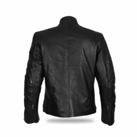 Men’s MOTORCYCLE Quilted REAL Leather Black Slim Fit Biker Jacket